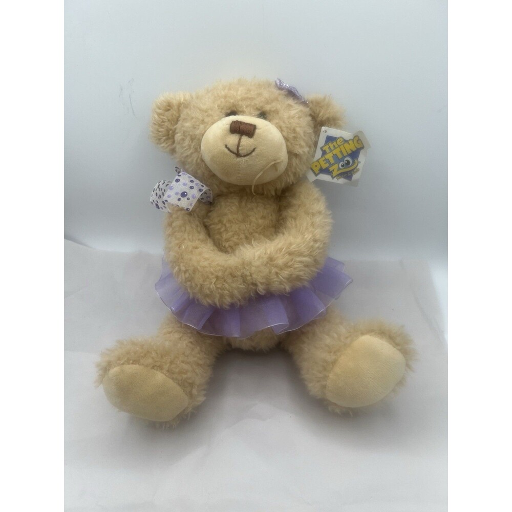 The Petting Zoo Plush Bear Purple Tutu Bow 12” NWT Stuffed Animal